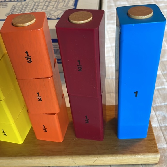 Lakeshore fraction stackers colorful wood set teach kids math homeschool student - Picture 5 of 5